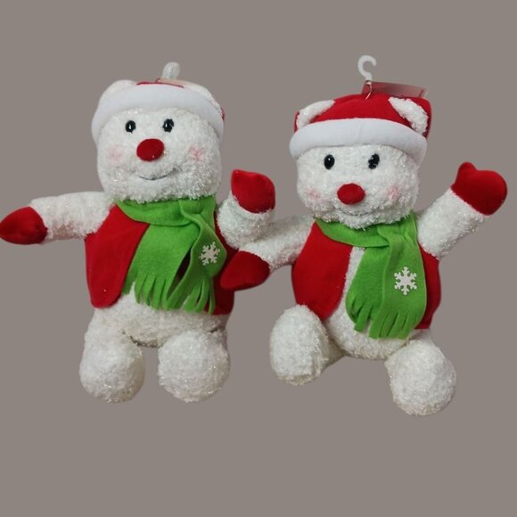 Hallmark Sparkle Rare Snowbear Plush Christmas Decor Set Of 2 - Picture 5 of 16